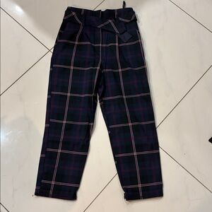 Topshop Plaid Pants - Navy and Pink